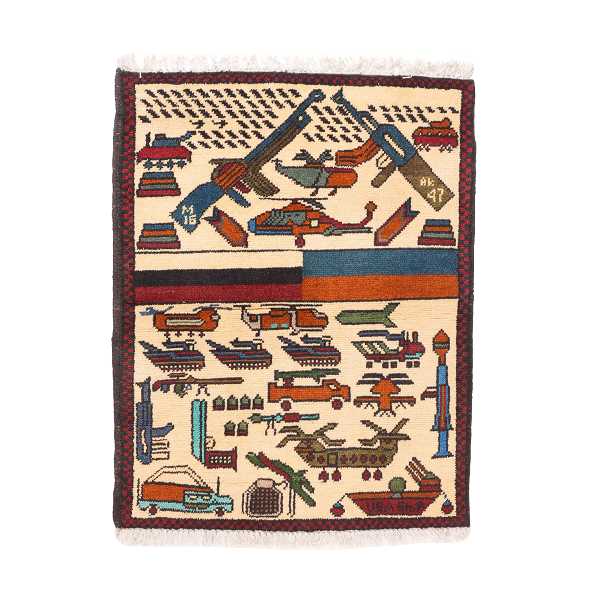 Russo-Ukrainian War Pattern Afghan Rug