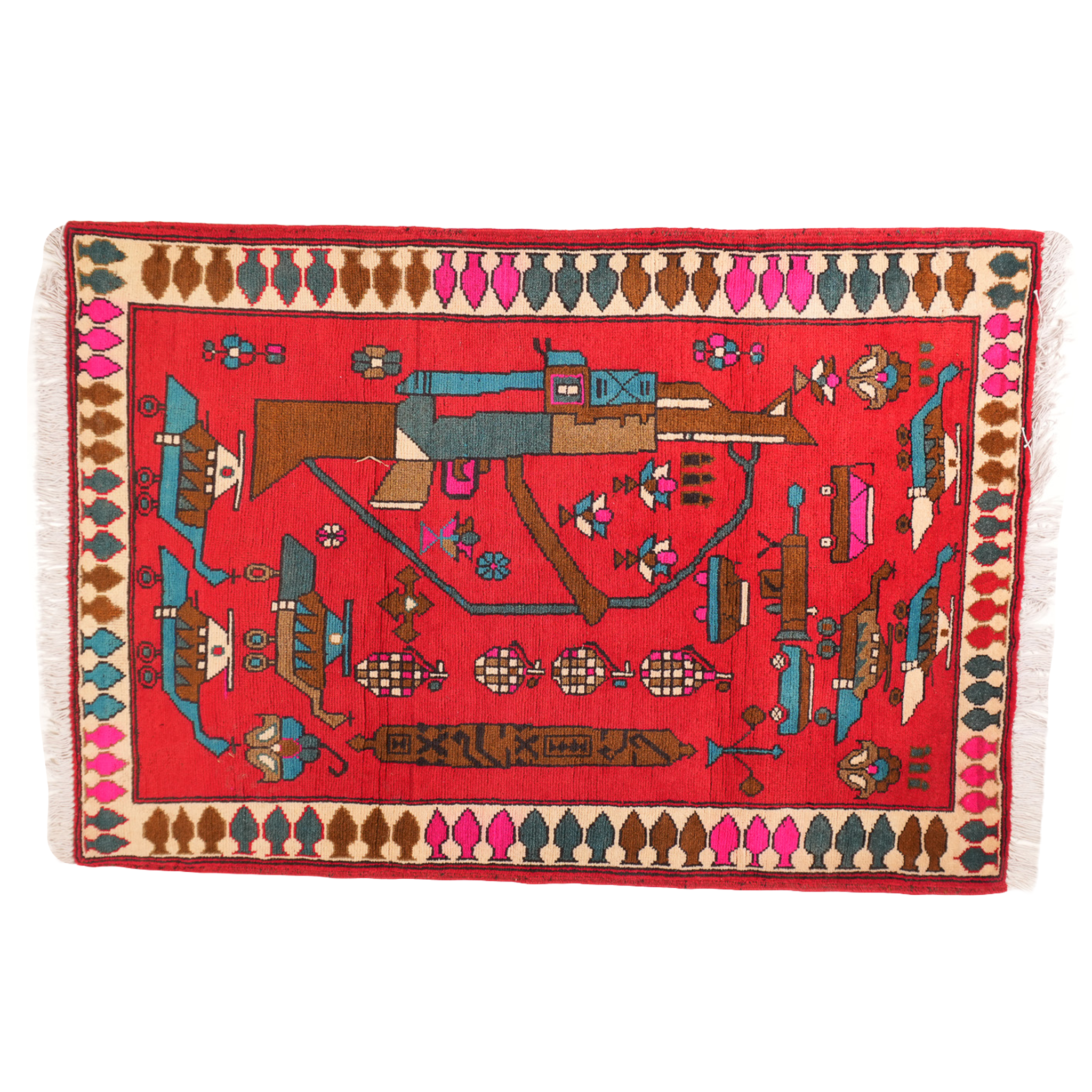 Large AK-47 & Joint Afghan Rug