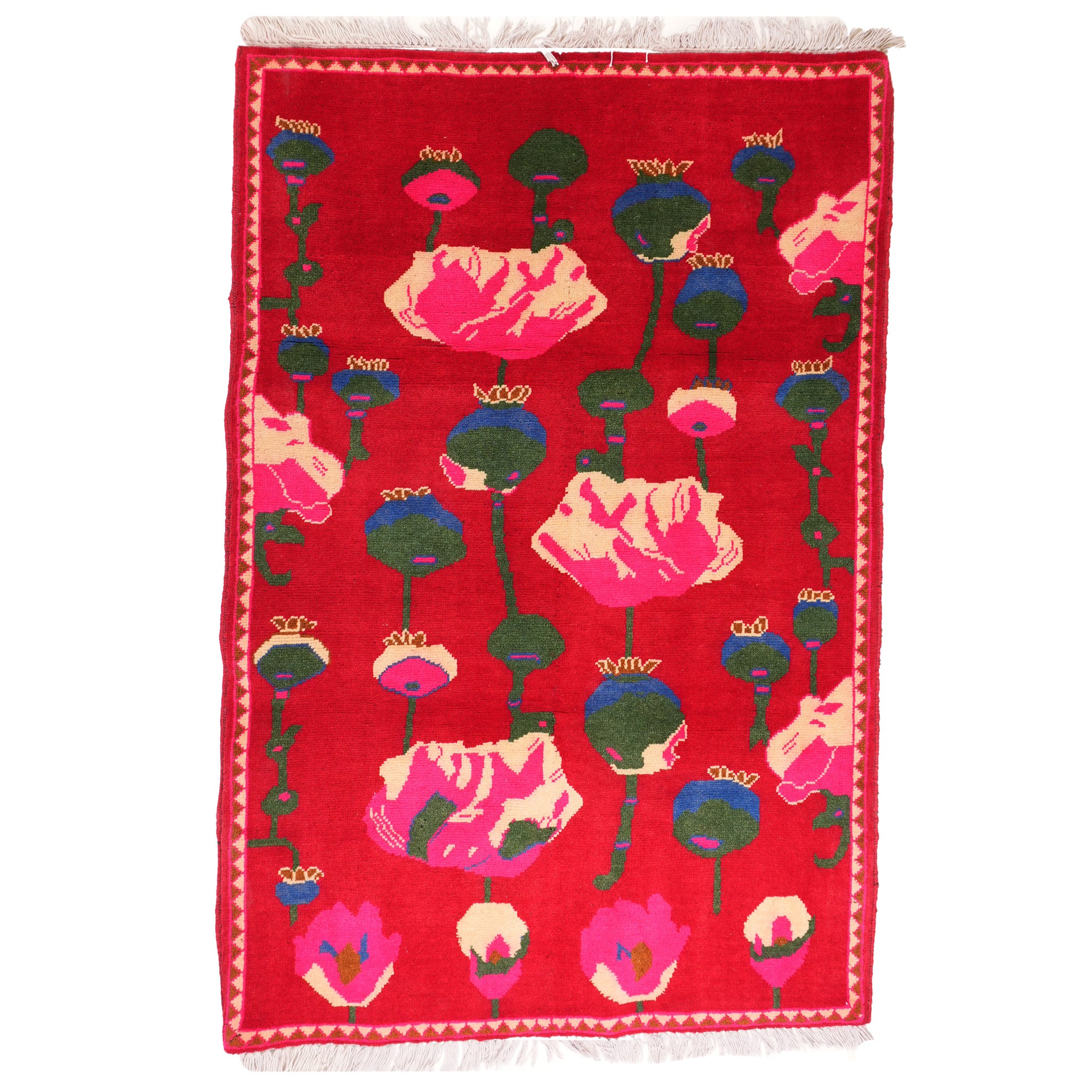 Opium Poppy Pattern Afghan Rug
