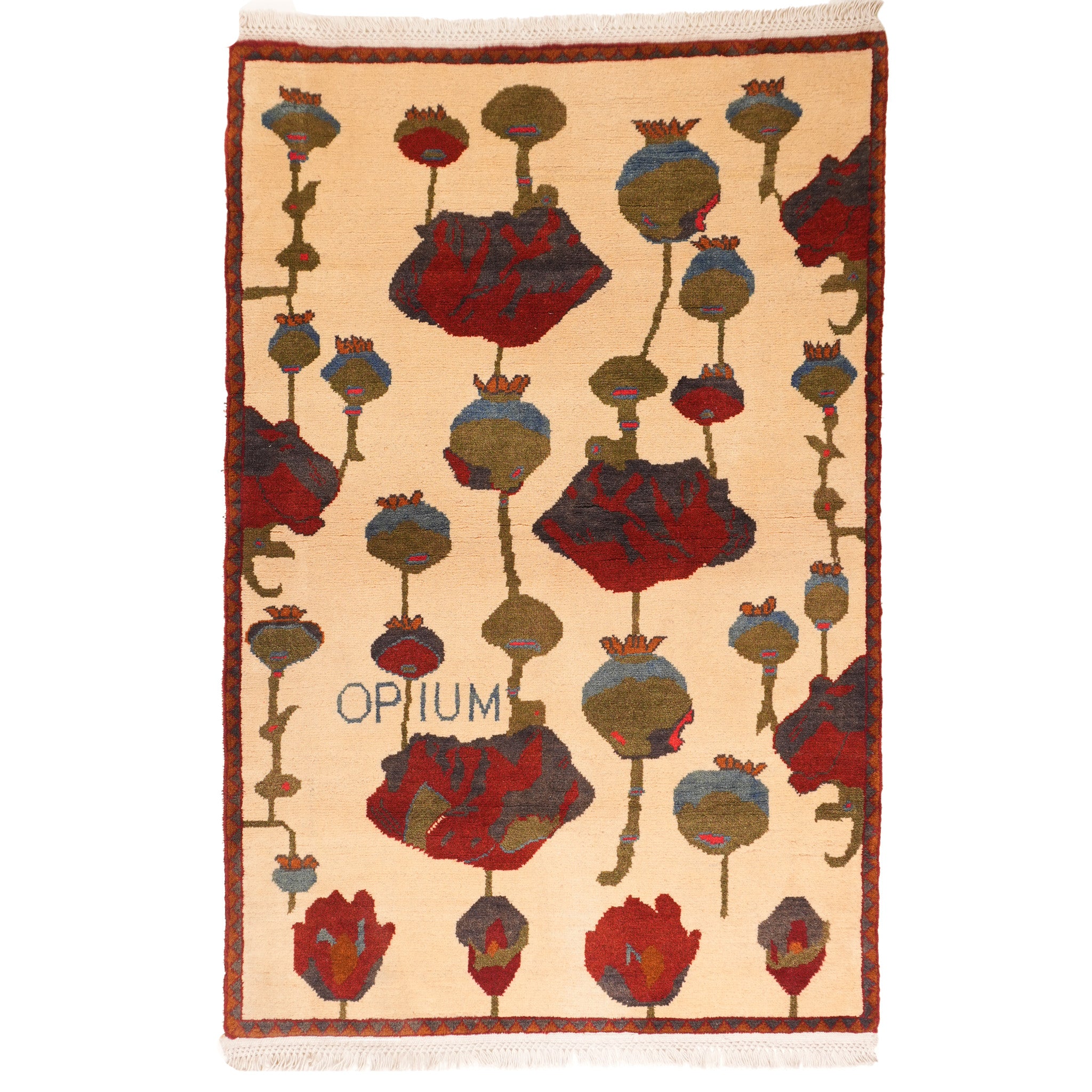 Opium Poppy Pattern Afghan Rug