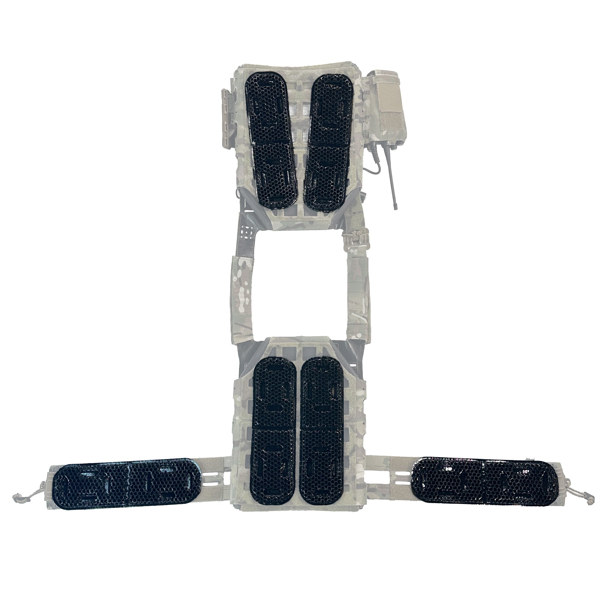 ICEVENTS® Classic Plate Carrier Ventilation Pontoons (Crye AVS Harness Pad Set, hook backing, 2 / 4 / 6 Packs, fits any loop-lined plate carrier, cummerbund)