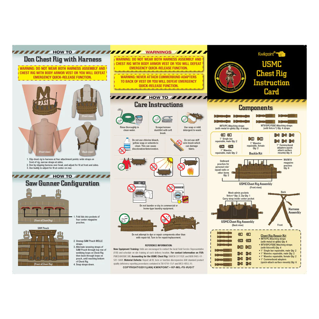 Instruction manuals for USMC TAP Chest Rig