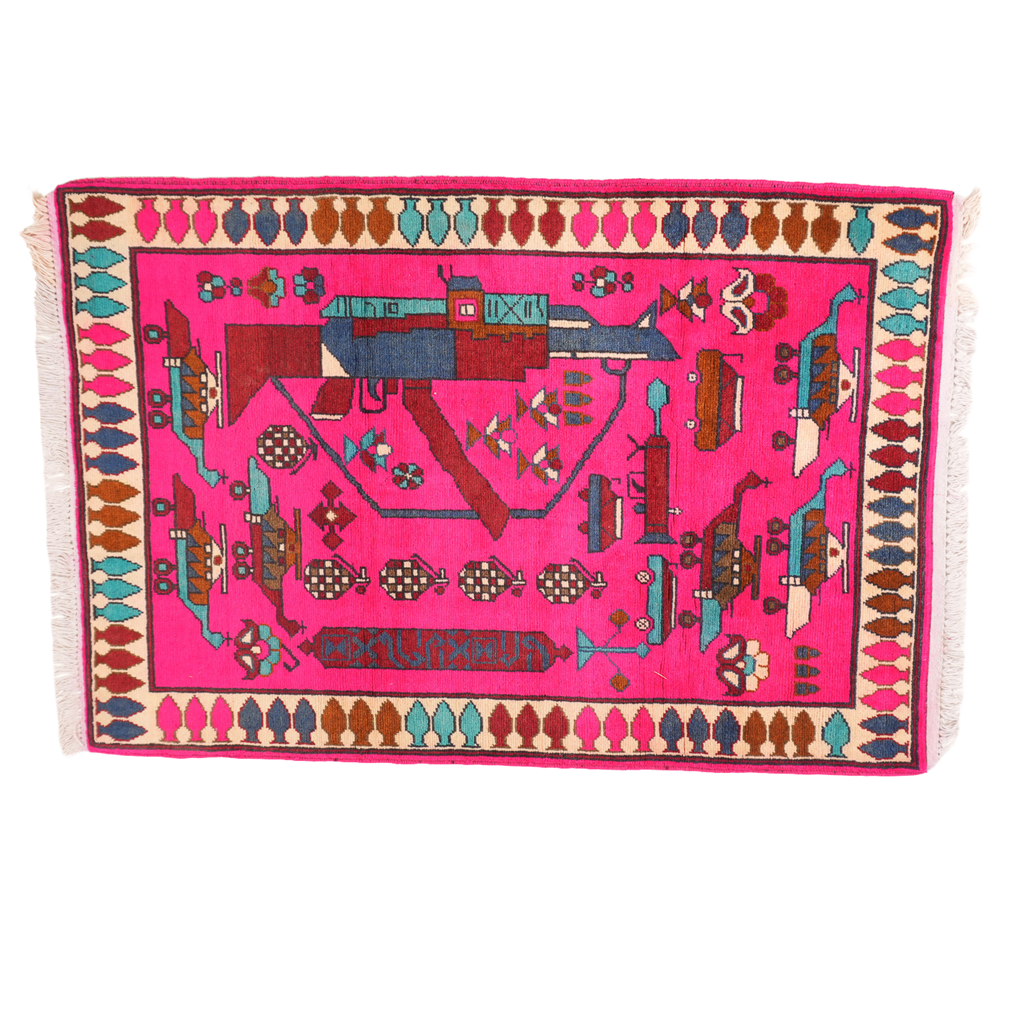 Large AK-47 & Joint Afghan Rug