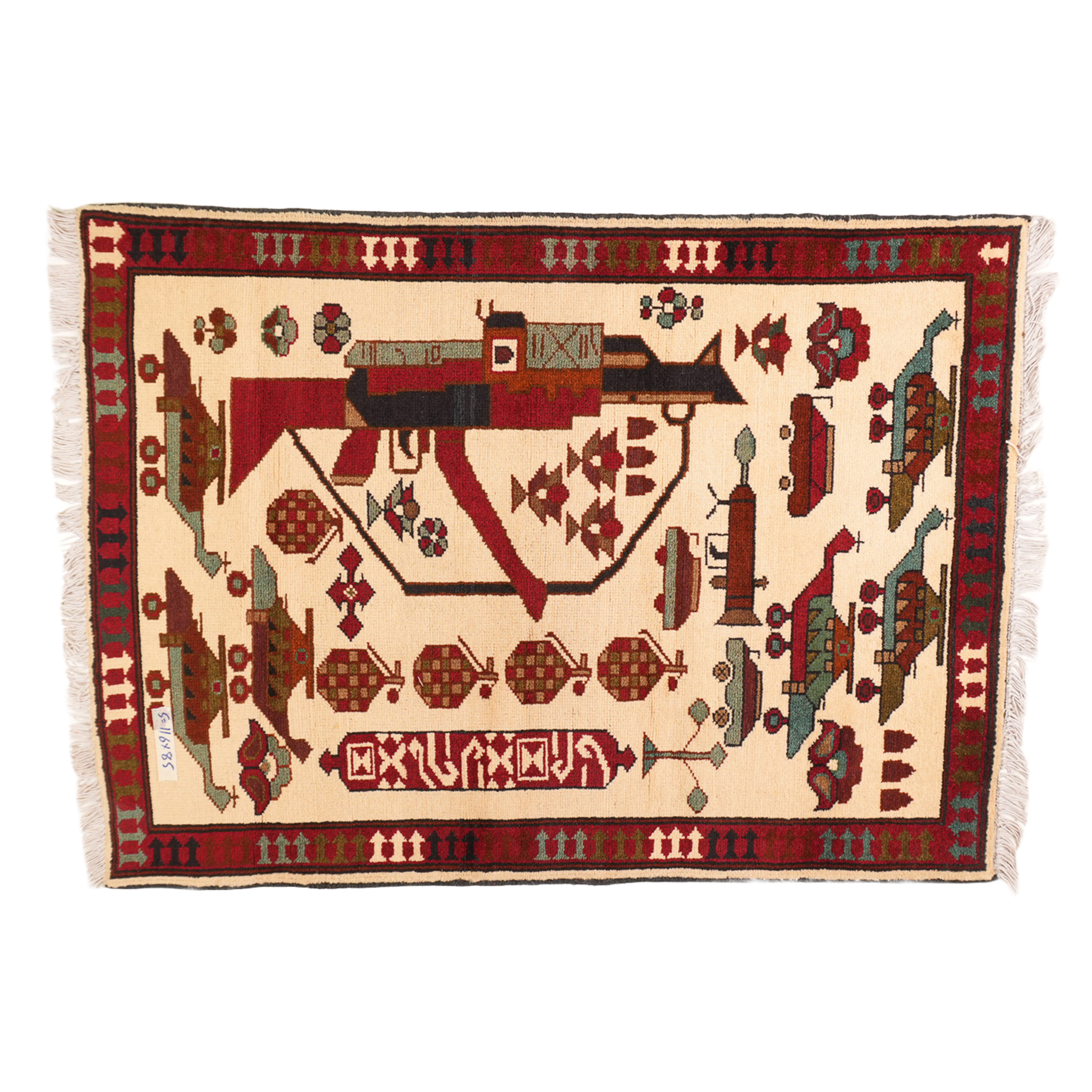 Large AK-47 & Joint Afghan Rug