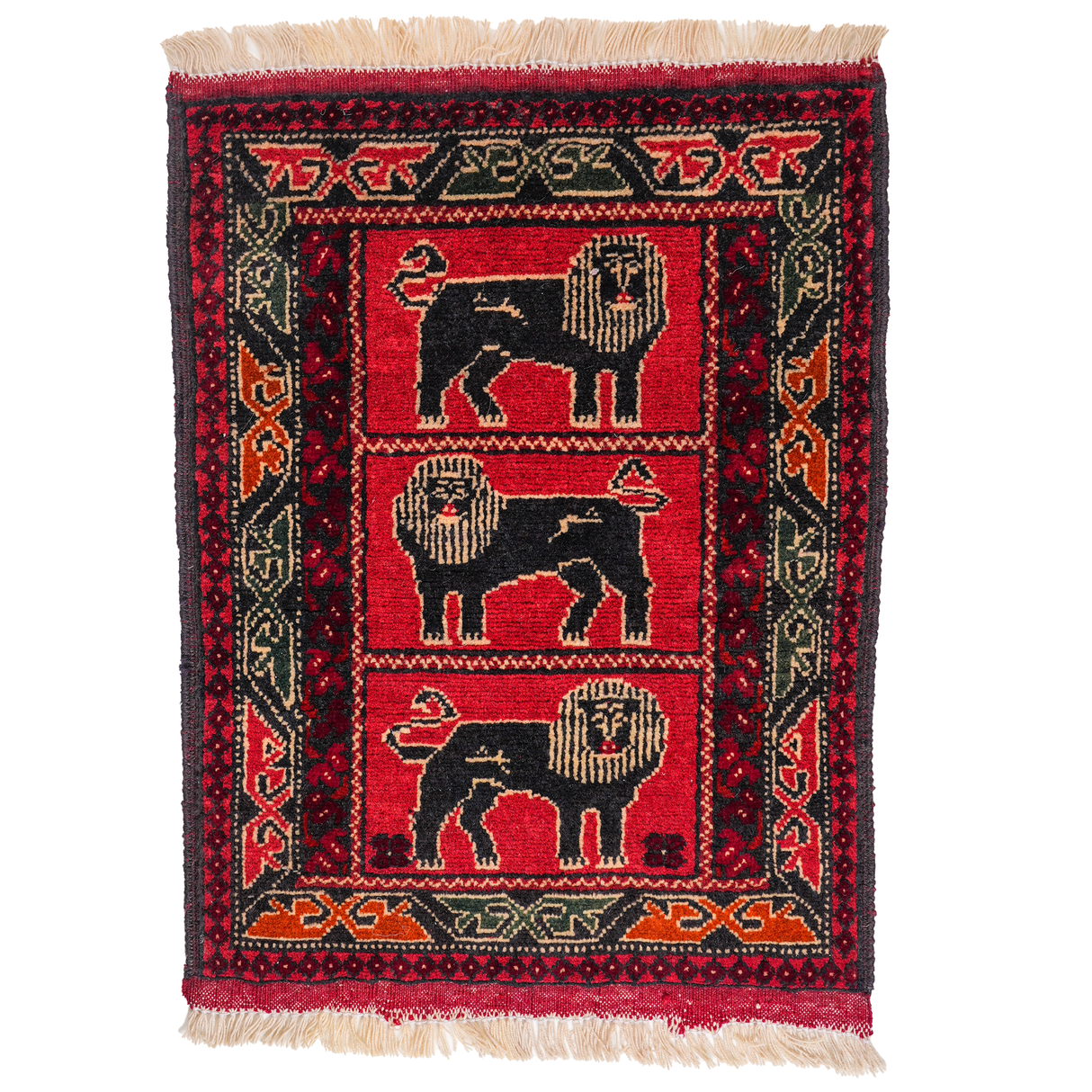 Small Afghan-Made Pictorial Rug