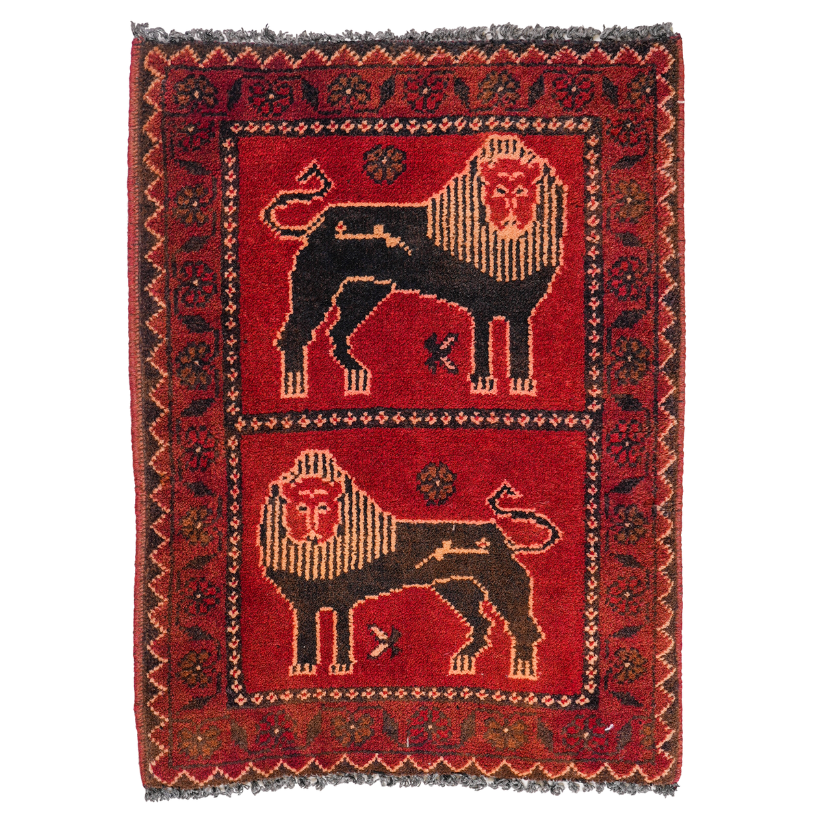 Small Afghan-Made Pictorial Rug