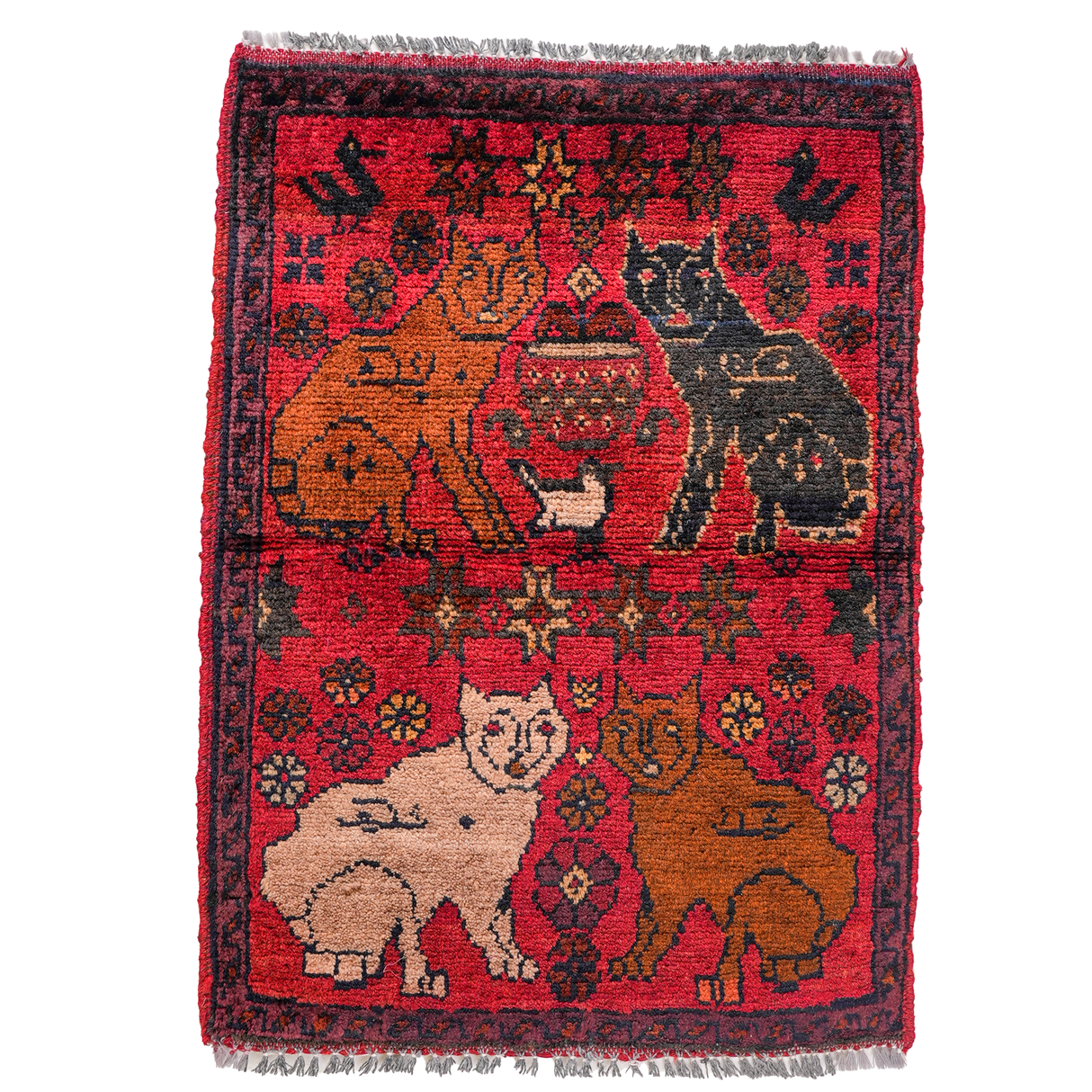 Small Afghan-Made Pictorial Rug