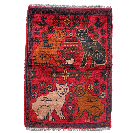 Small Afghan-Made Pictorial Rug