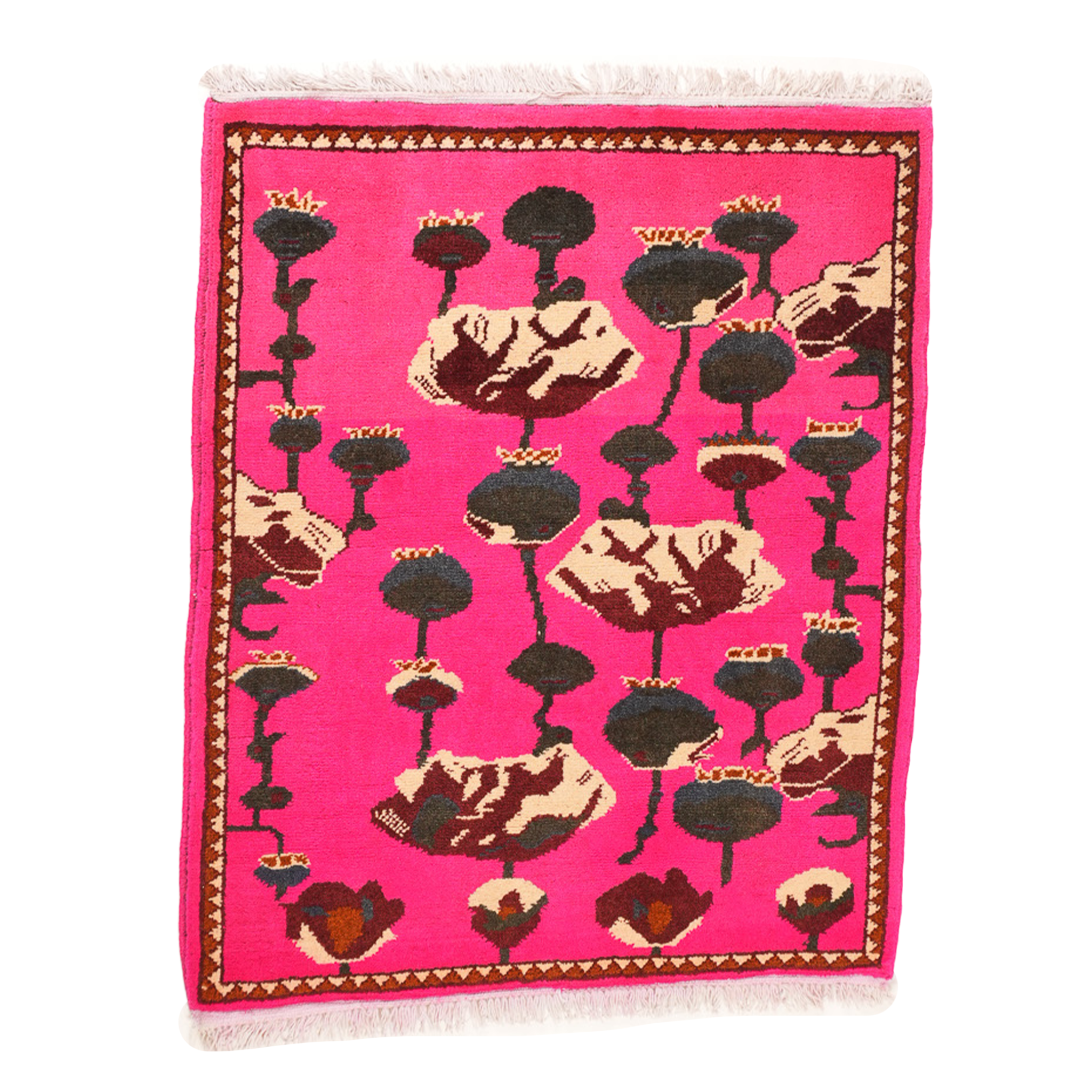 Opium Poppy Pattern Afghan Rug