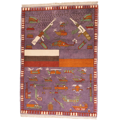 Large Russo-Ukrainian War Pattern Afghan Rug