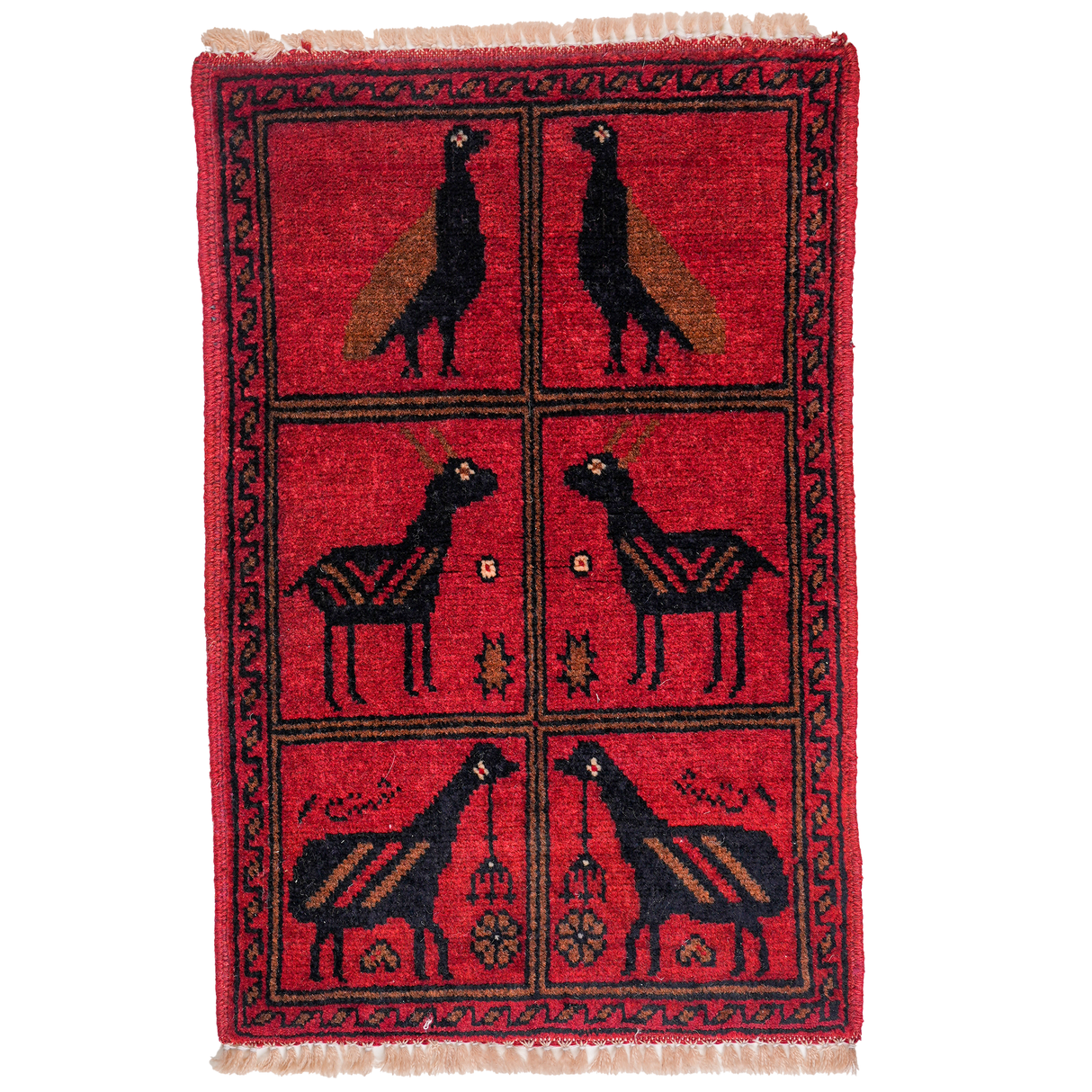Small Afghan-Made Pictorial Rug