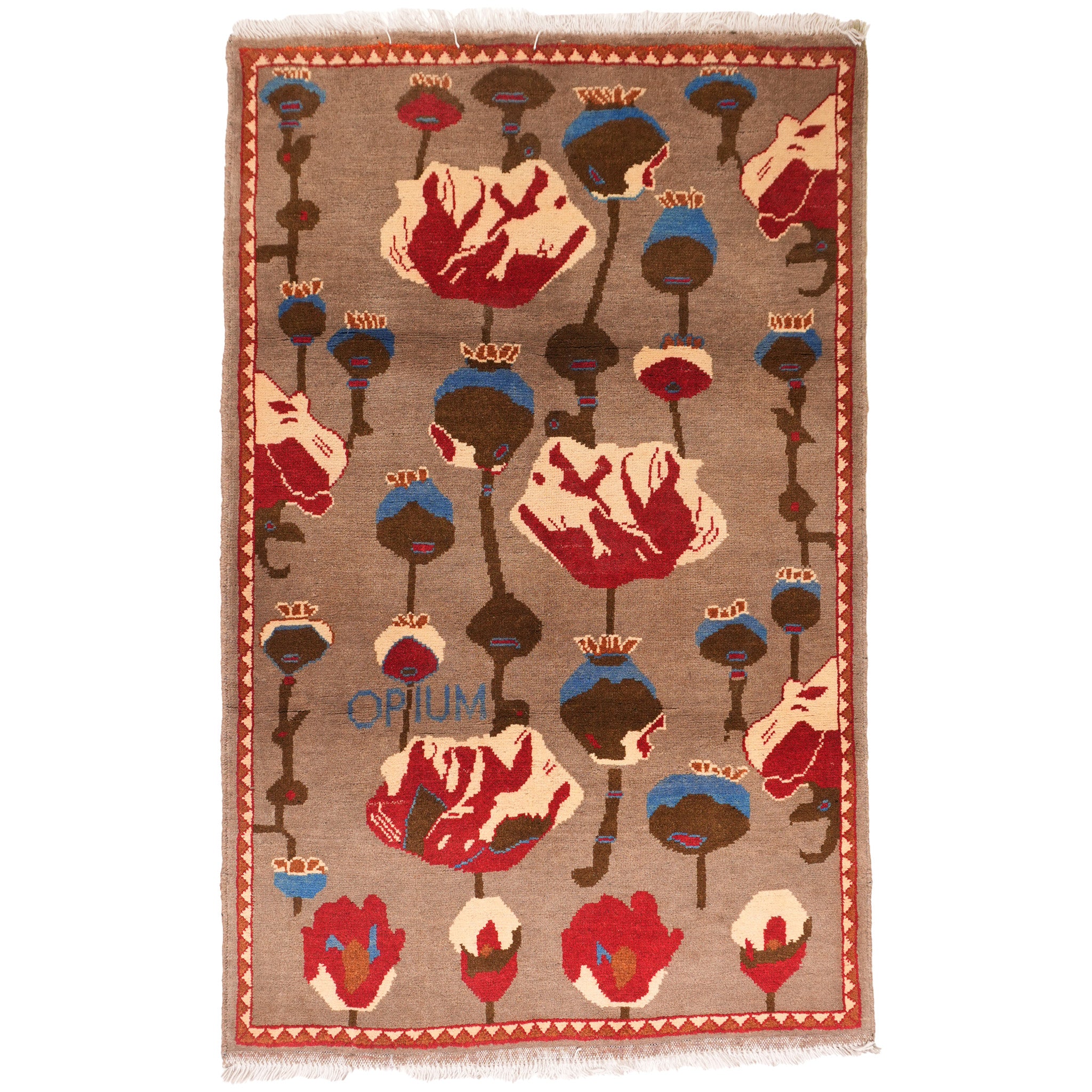 Opium Poppy Pattern Afghan Rug