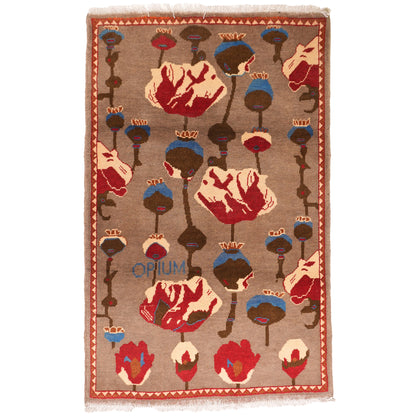 Opium Poppy Pattern Afghan Rug