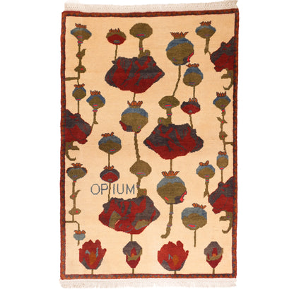 Opium Poppy Pattern Afghan Rug