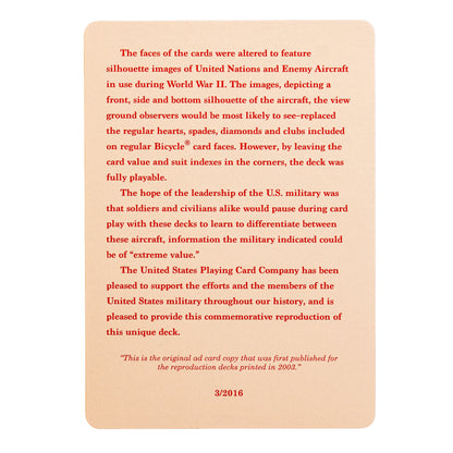 Bicycle WWII Spotter Playing Cards