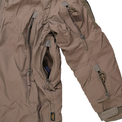 Brown tactical jacket with zippers and pockets on a white background