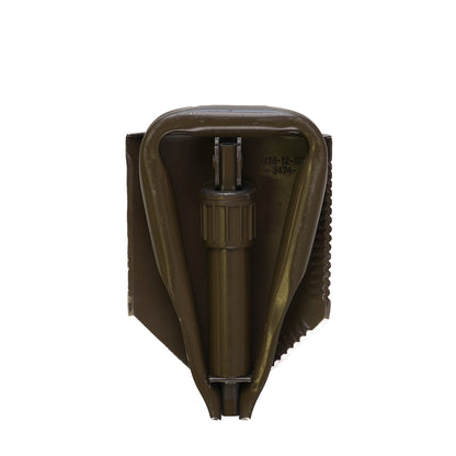 Issued German OD Tri Fold Shovel W/Rubberized Shovel Cover