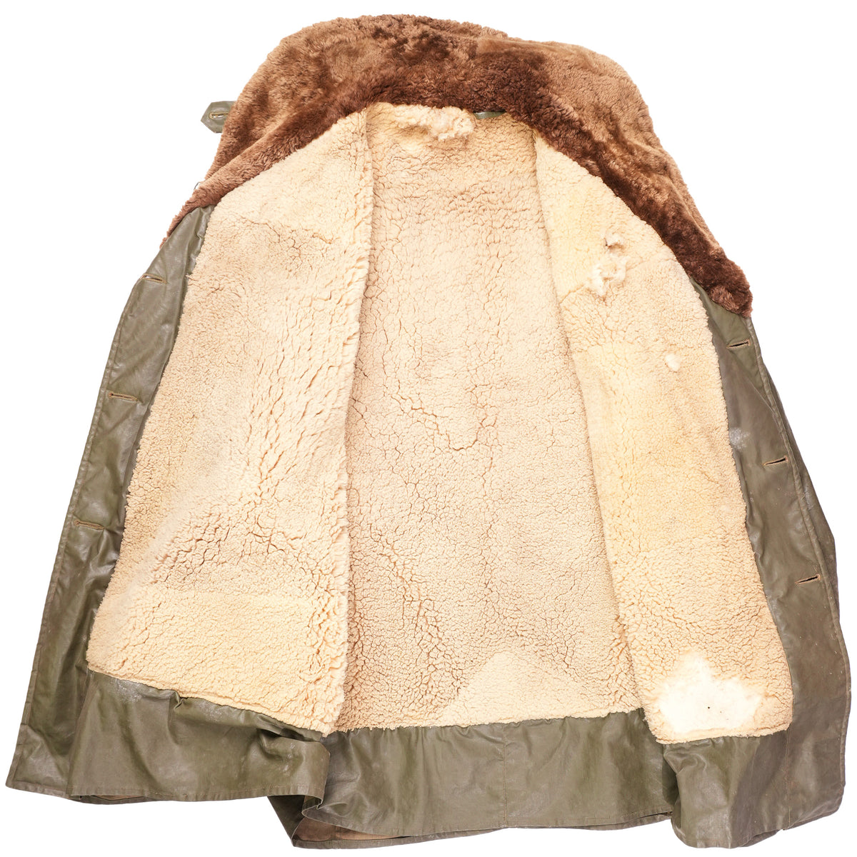 Vintage WWII US Navy Rubberized Shearling Overcoat