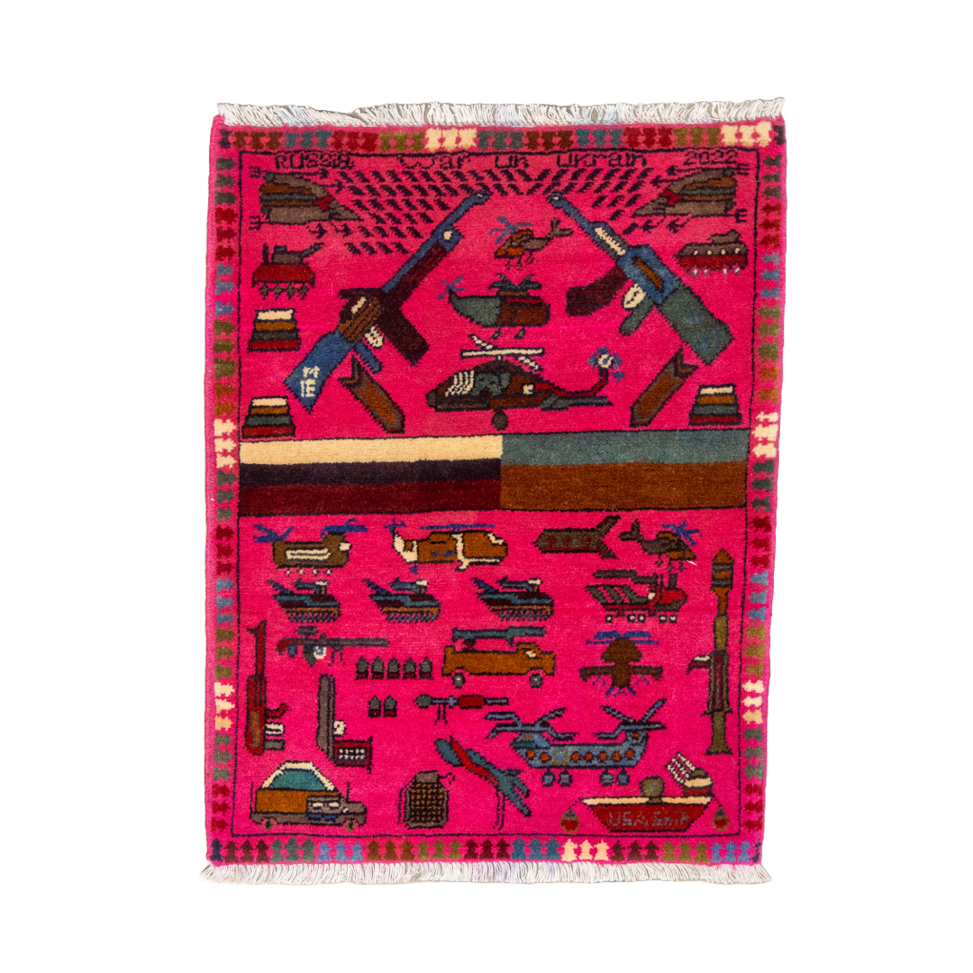 Russo-Ukrainian War Pattern Afghan Rug