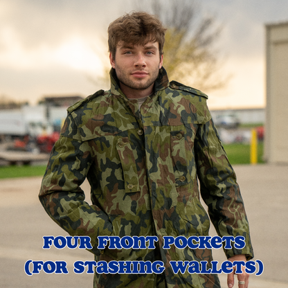 Issued Romanian M1990 Leaf Camouflage Parka w/Liner