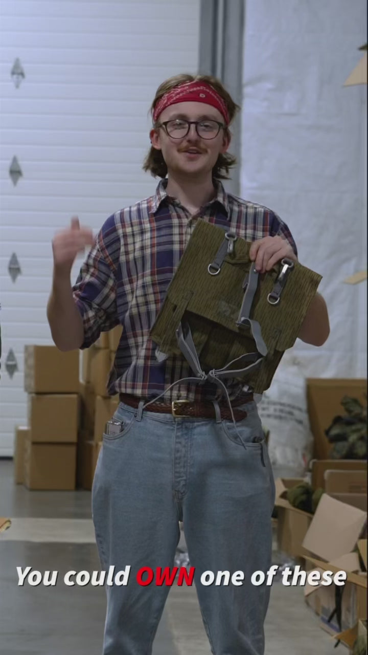 Load video: Issued East German Strichtarn Rucksack w/Suspenders