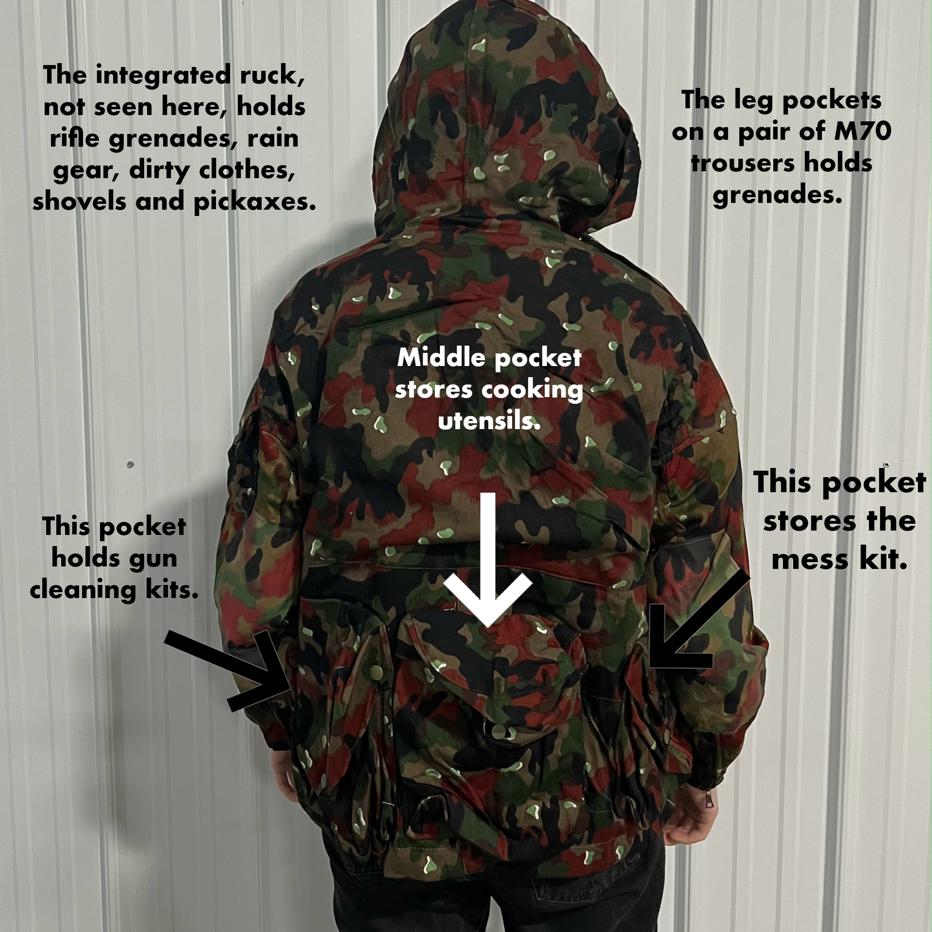 TAZ 57 Alpenflage M61/70 Field Jacket rear pockets